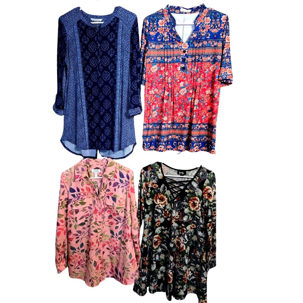 Women's Medium 8 10 Tops Shirts Blouses Wholesale Bulk Lot of 4 M